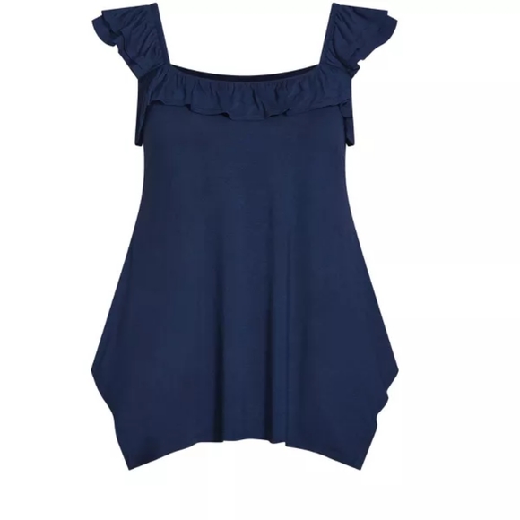 Qomen- Ruffle Trim Tank, sz 18W, NEW - Picture 6 of 7